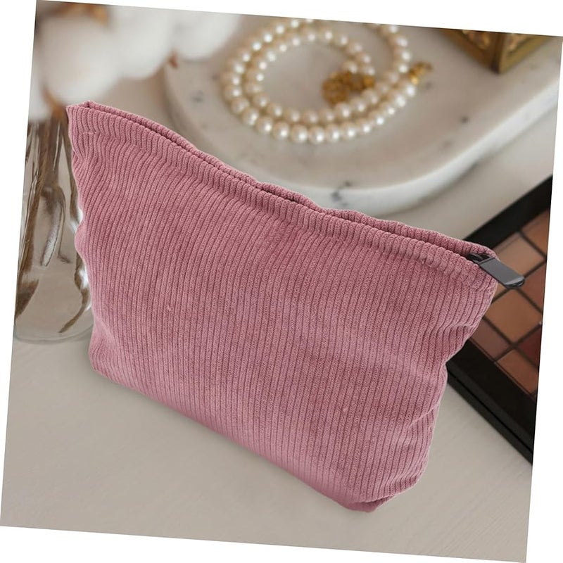 Corduroy Makeup Bag For Women Portable Toiletry Pouch Travel Essential Storage For Cosmetics Phone - Image 3